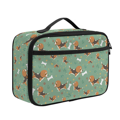 Cute Beagle Puppy Pattern Print Portable Lunch Bag