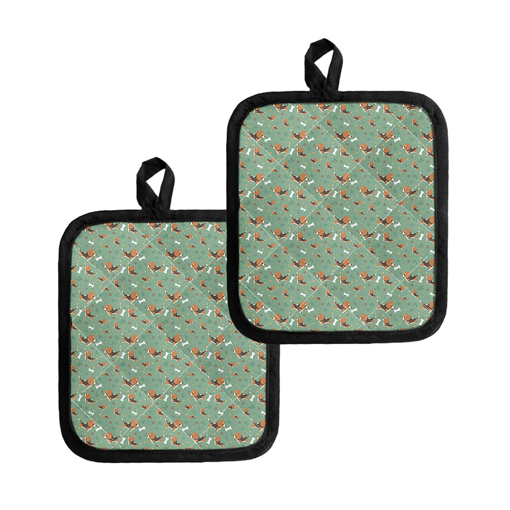 Cute Beagle Puppy Pattern Print Pot Holders