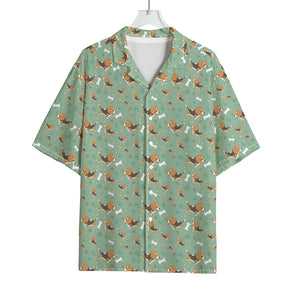 Cute Beagle Puppy Pattern Print Rayon Hawaiian Shirt