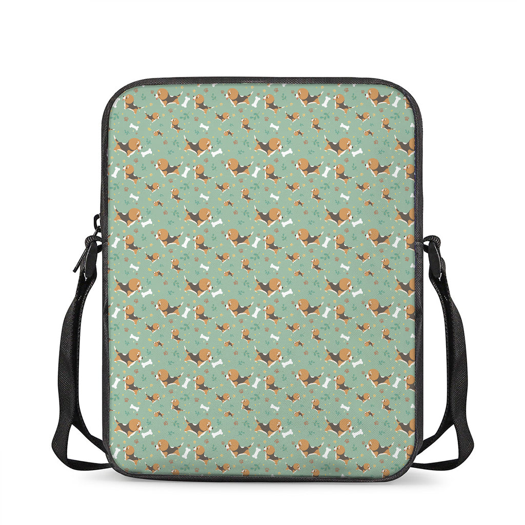 Cute Beagle Puppy Pattern Print Rectangular Crossbody Bag