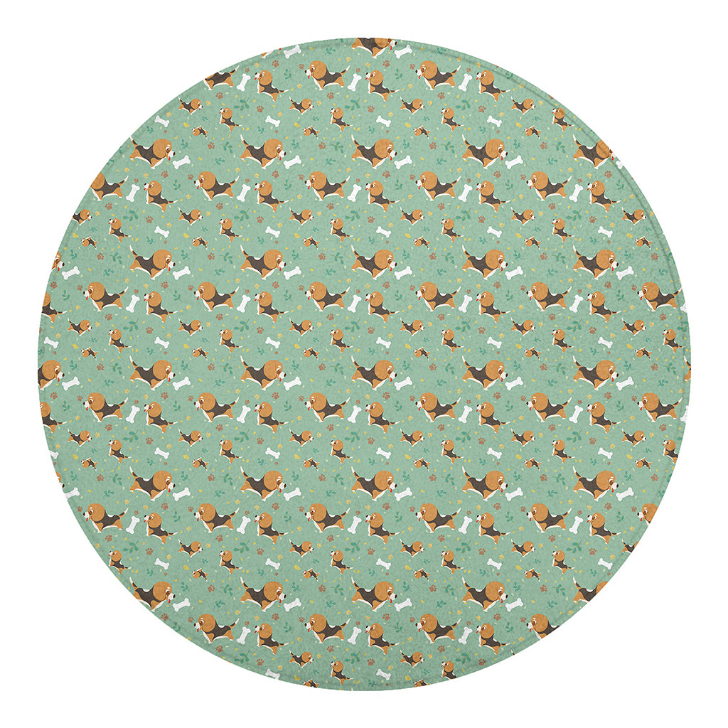 Cute Beagle Puppy Pattern Print Round Blanket