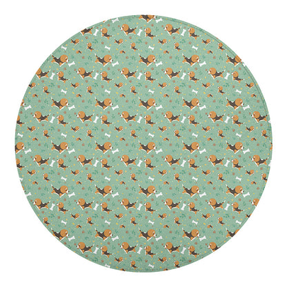 Cute Beagle Puppy Pattern Print Round Blanket