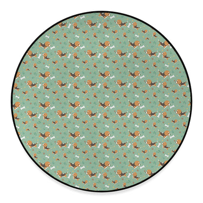 Cute Beagle Puppy Pattern Print Round Floor Mat