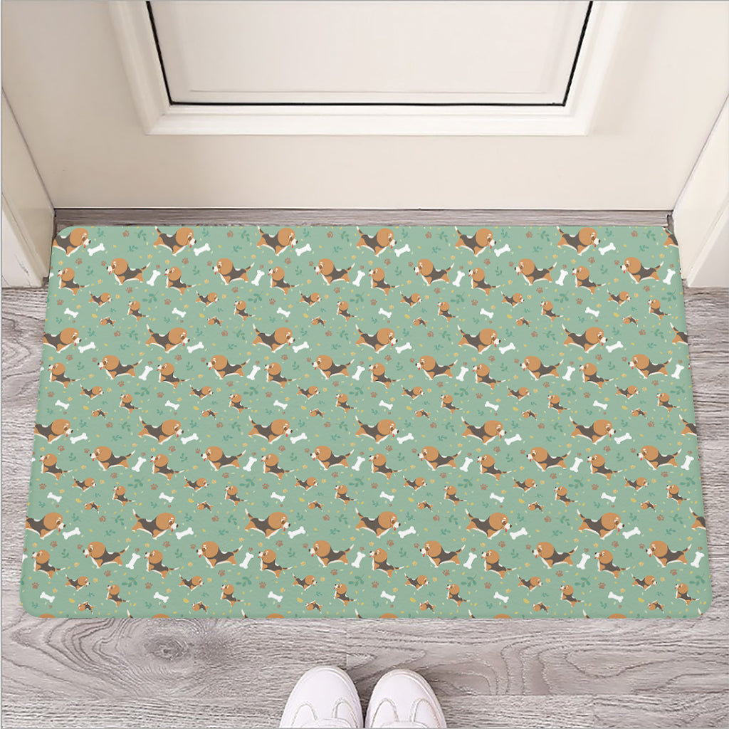 Cute Beagle Puppy Pattern Print Rubber Doormat