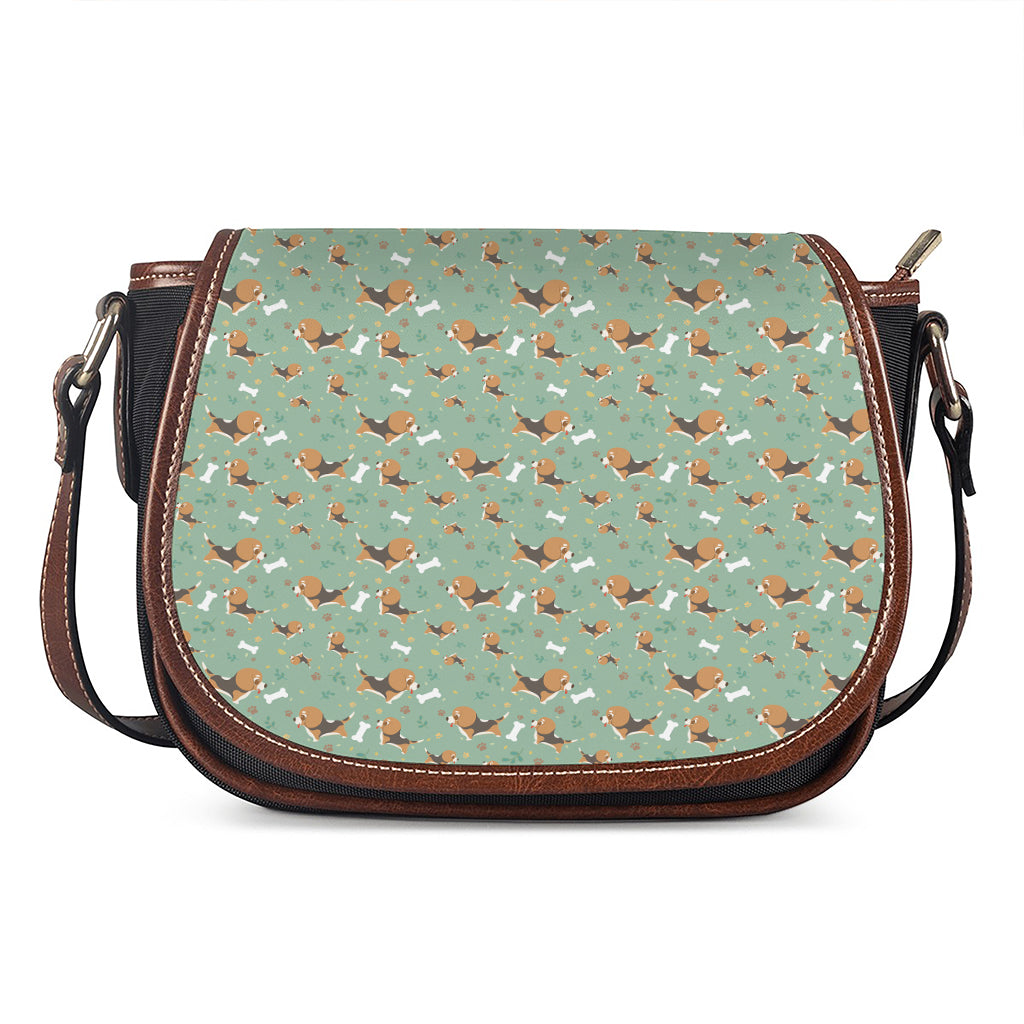 Cute Beagle Puppy Pattern Print Saddle Bag