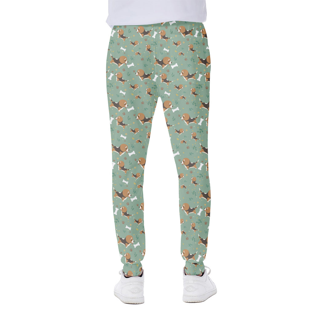 Cute Beagle Puppy Pattern Print Scuba Joggers