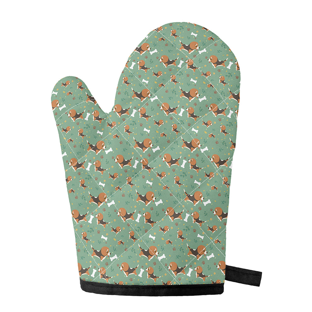 Cute Beagle Puppy Pattern Print Single Oven Mitt