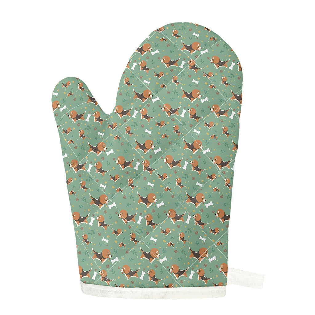 Cute Beagle Puppy Pattern Print Single Oven Mitt