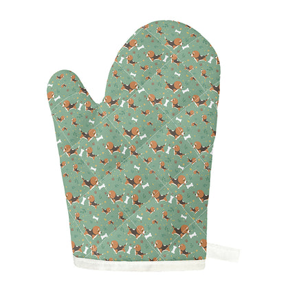 Cute Beagle Puppy Pattern Print Single Oven Mitt