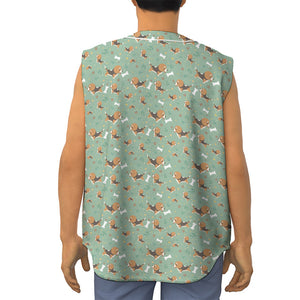 Cute Beagle Puppy Pattern Print Sleeveless Baseball Jersey