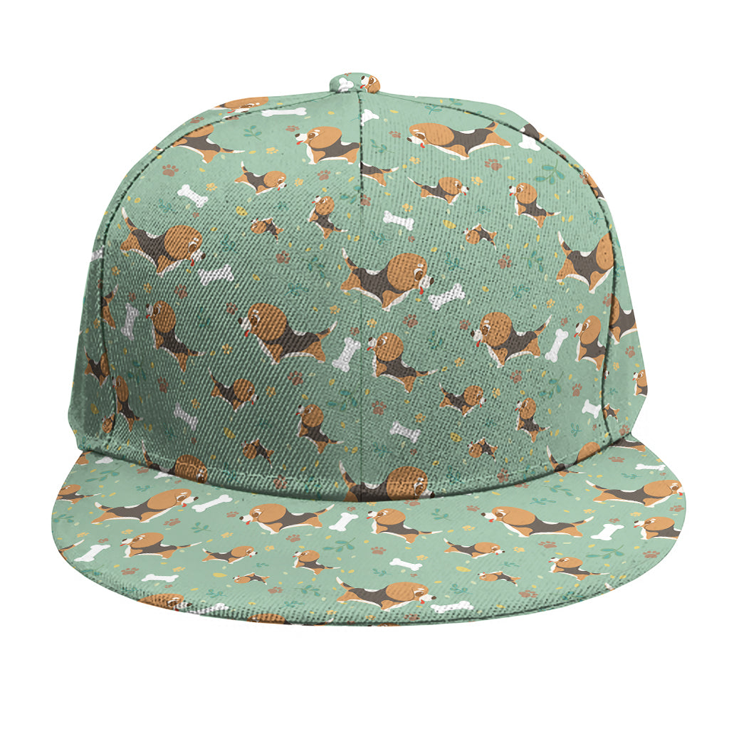 Cute Beagle Puppy Pattern Print Snapback Cap