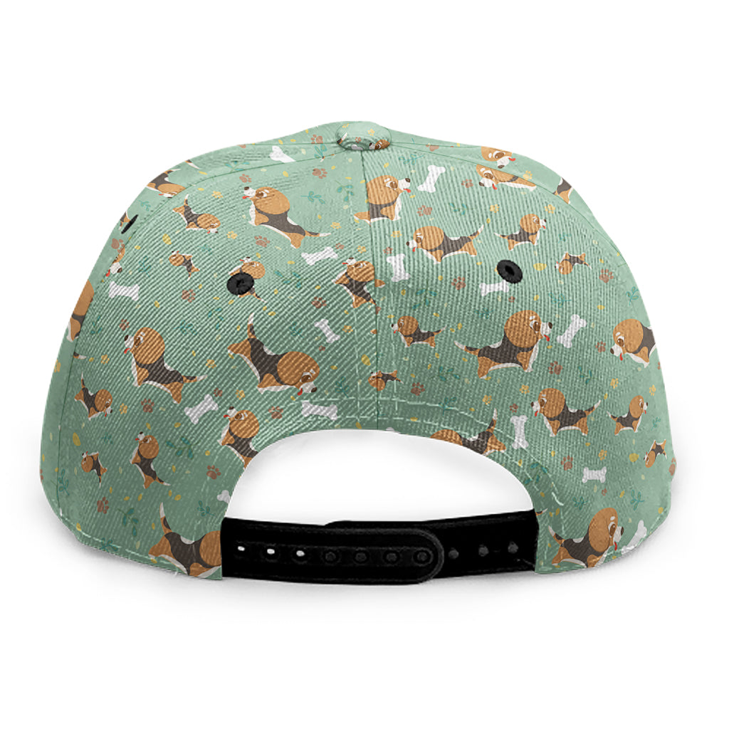 Cute Beagle Puppy Pattern Print Snapback Cap