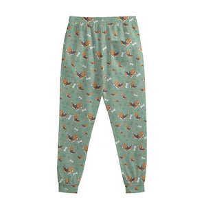 Cute Beagle Puppy Pattern Print Sweatpants