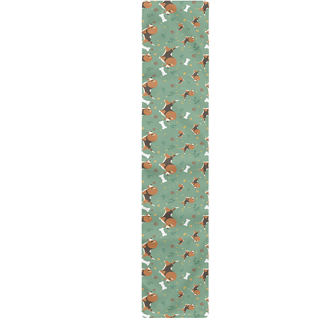 Cute Beagle Puppy Pattern Print Table Runner