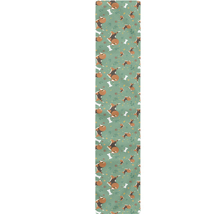 Cute Beagle Puppy Pattern Print Table Runner