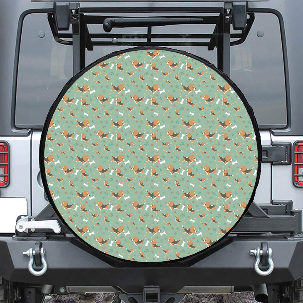 Cute Beagle Puppy Pattern Print Tire Cover