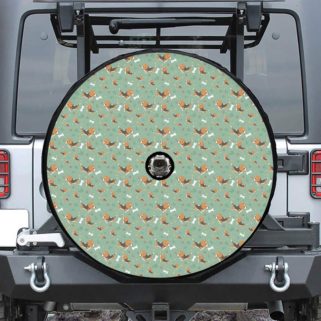 Cute Beagle Puppy Pattern Print Tire Cover With Camera Hole