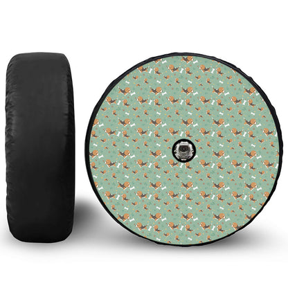 Cute Beagle Puppy Pattern Print Tire Cover With Camera Hole