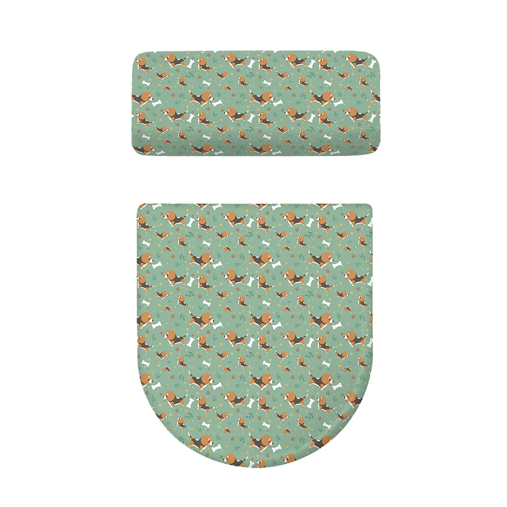 Cute Beagle Puppy Pattern Print Toilet Lid And Tank Cover Set