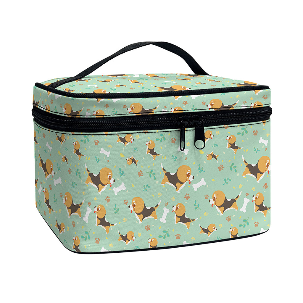 Cute Beagle Puppy Pattern Print Travel Makeup Bag