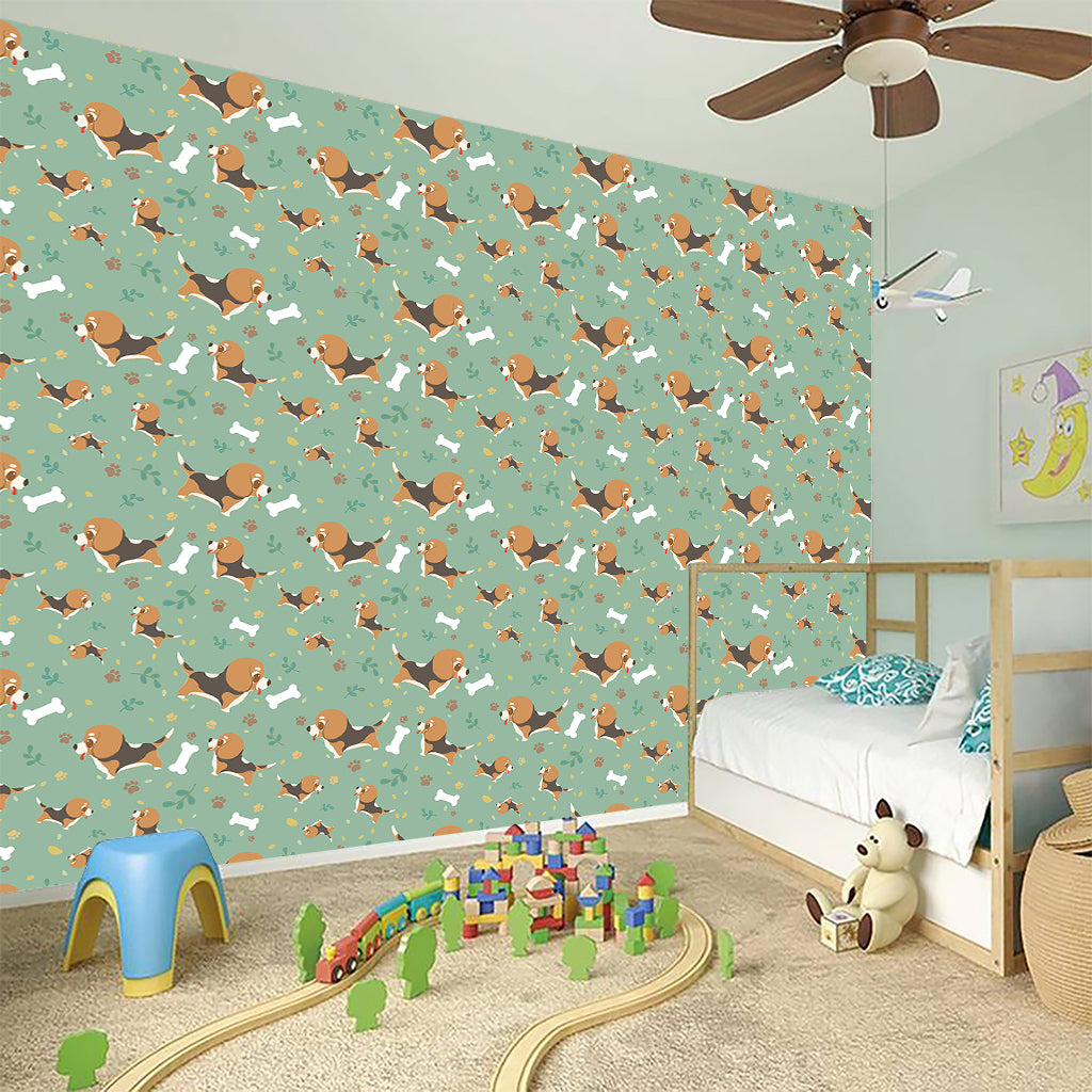 Cute Beagle Puppy Pattern Print Wall Sticker