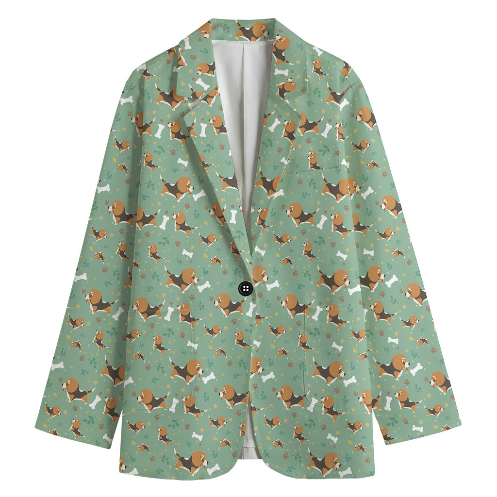 Cute Beagle Puppy Pattern Print Women's Blazer