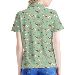 Cute Beagle Puppy Pattern Print Women's Polo Shirt