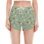 Cute Beagle Puppy Pattern Print Women's Split Running Shorts