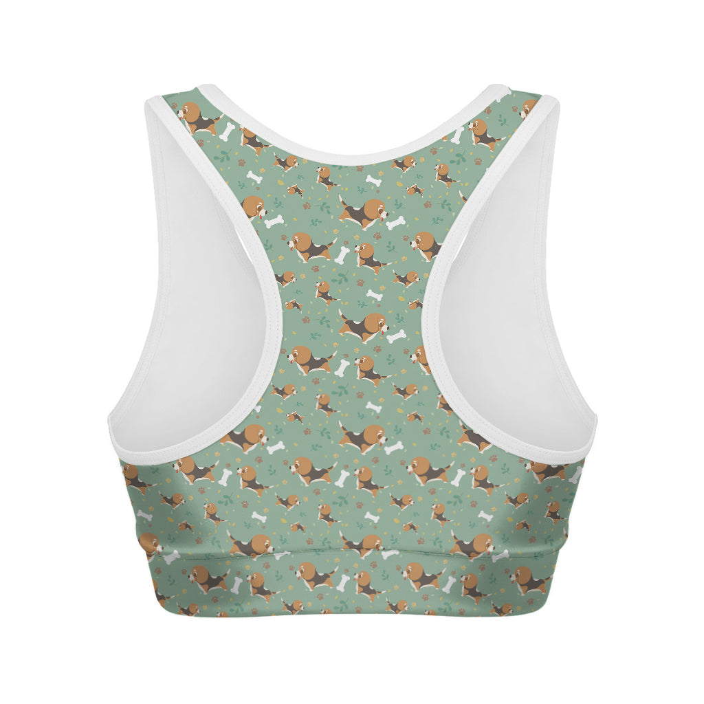 Cute Beagle Puppy Pattern Print Women's Sports Bra