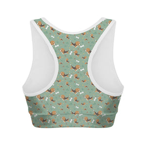 Cute Beagle Puppy Pattern Print Women's Sports Bra