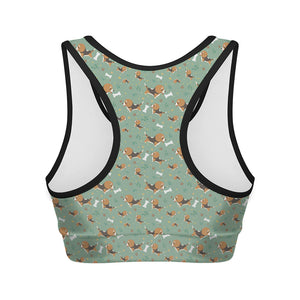 Cute Beagle Puppy Pattern Print Women's Sports Bra