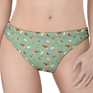 Cute Beagle Puppy Pattern Print Women's Thong