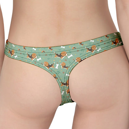Cute Beagle Puppy Pattern Print Women's Thong