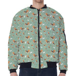 Cute Beagle Puppy Pattern Print Zip Sleeve Bomber Jacket