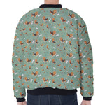 Cute Beagle Puppy Pattern Print Zip Sleeve Bomber Jacket