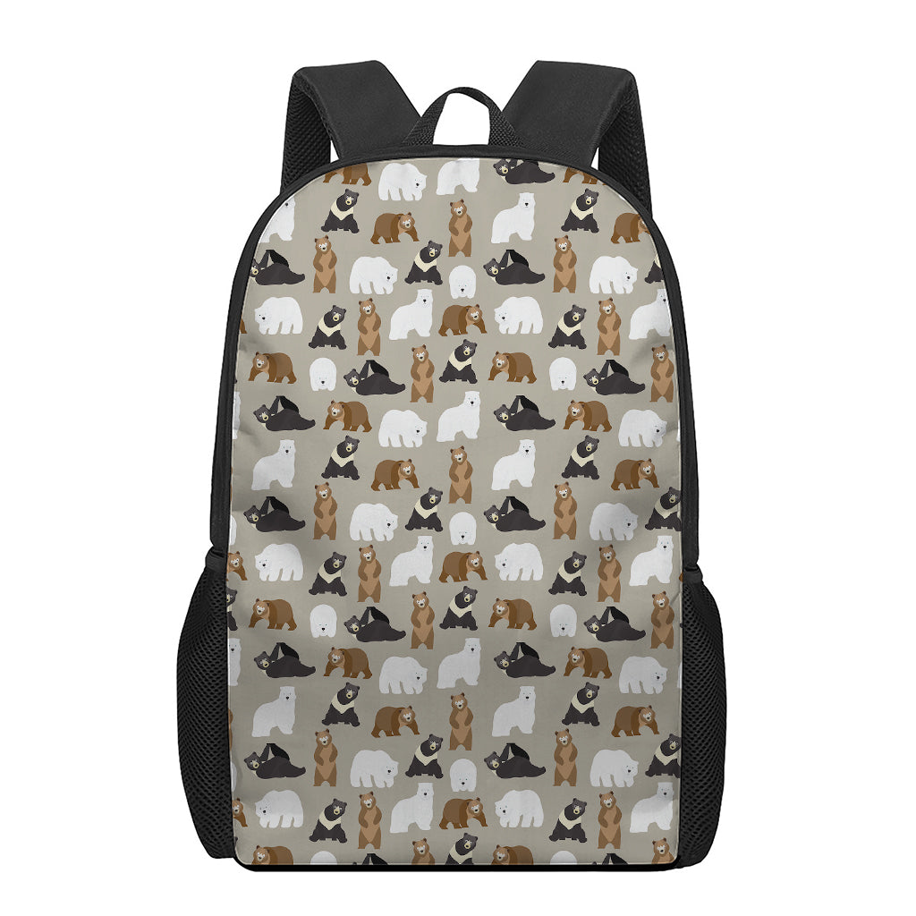 Cute Bear Pattern Print 17 Inch Backpack