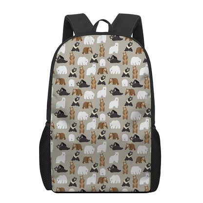 Cute Bear Pattern Print 17 Inch Backpack