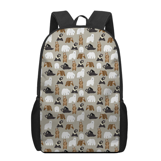 Cute Bear Pattern Print 17 Inch Backpack