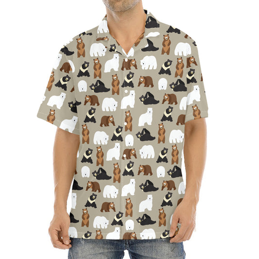 Cute Bear Pattern Print Aloha Shirt