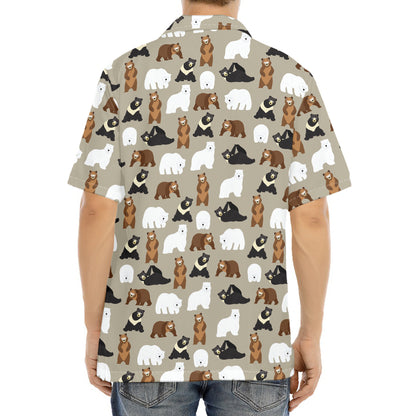 Cute Bear Pattern Print Aloha Shirt
