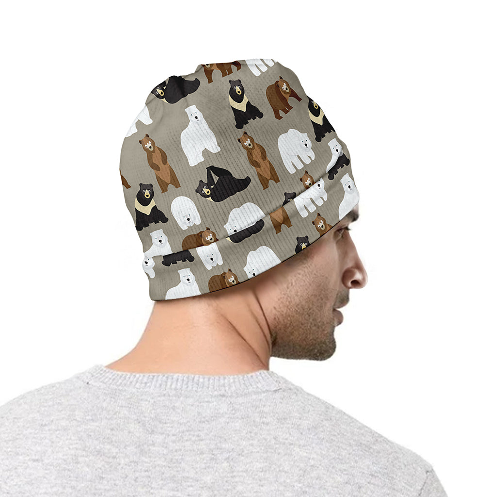 Cute Bear Pattern Print Beanie