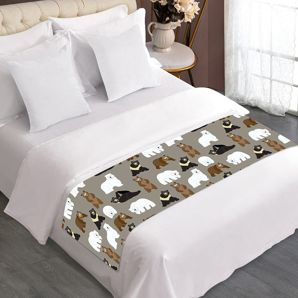 Cute Bear Pattern Print Bed Runner