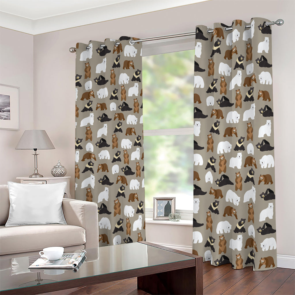 Cute Bear Pattern Print Blackout Grommet Curtains