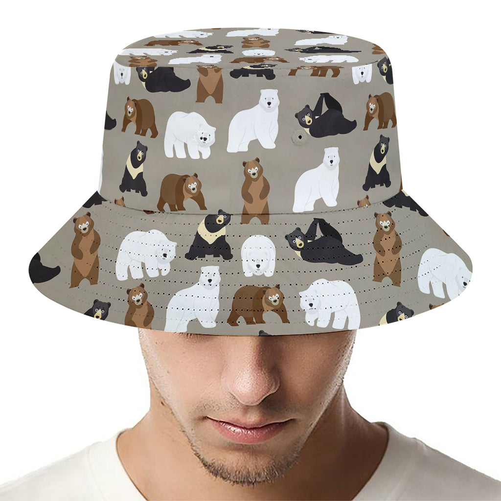 Cute Bear Pattern Print Bucket Hat