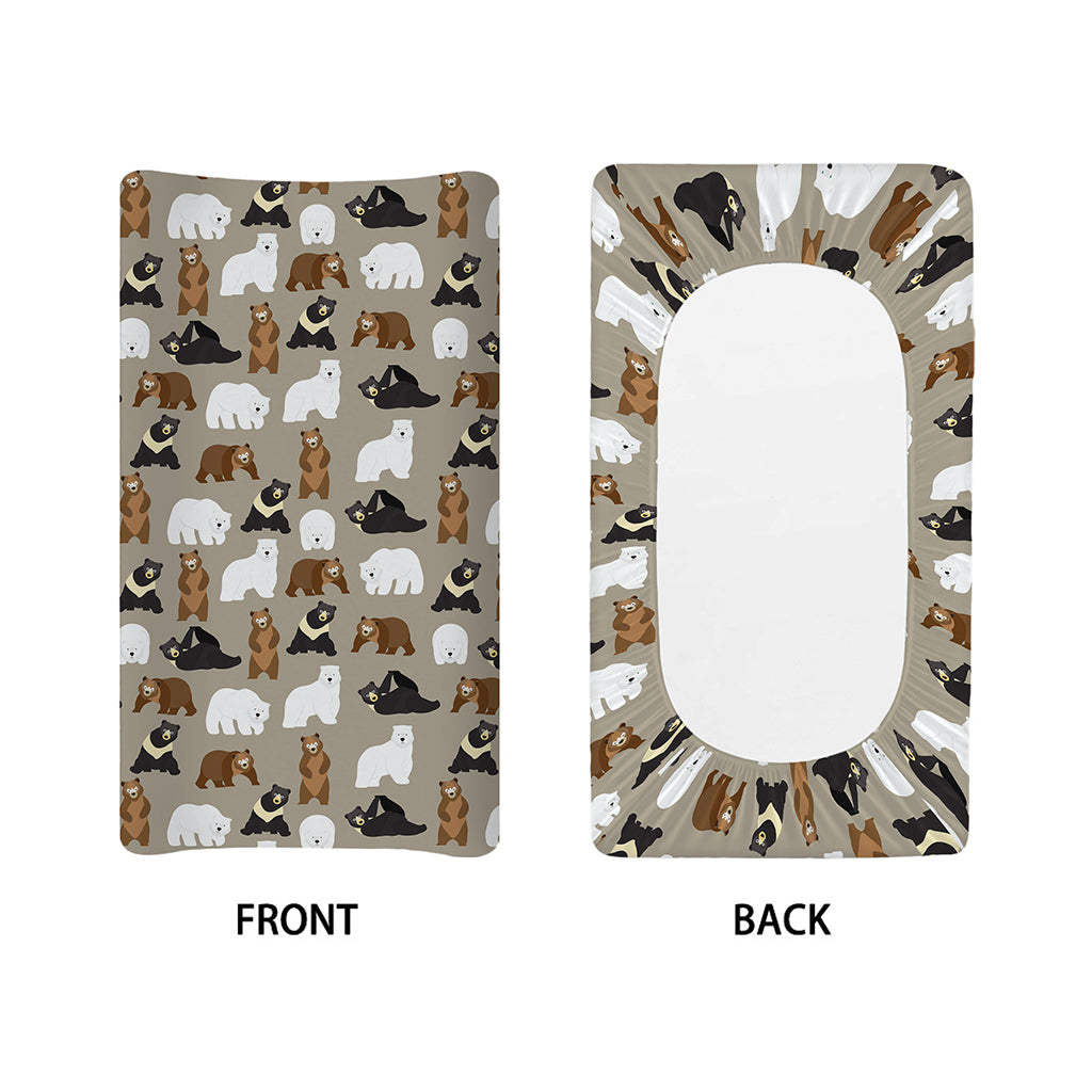 Cute Bear Pattern Print Changing Pad Cover
