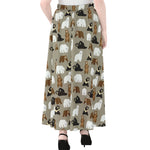 Cute Bear Pattern Print Chiffon Maxi Skirt