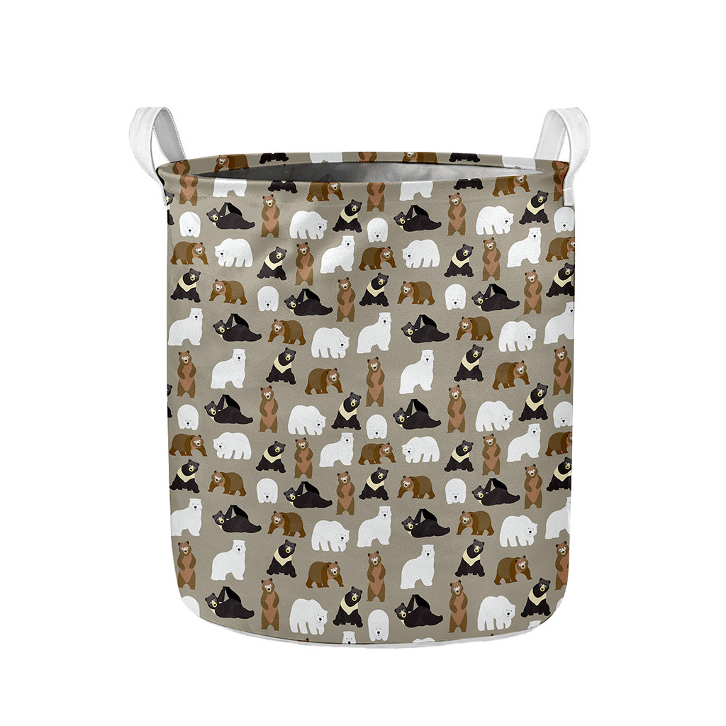 Cute Bear Pattern Print Collapsible Laundry Basket