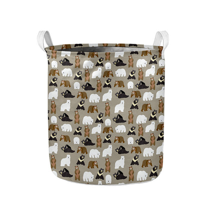 Cute Bear Pattern Print Collapsible Laundry Basket