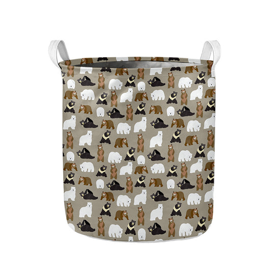 Cute Bear Pattern Print Collapsible Laundry Basket