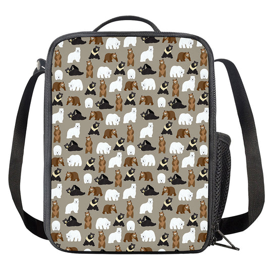 Cute Bear Pattern Print Crossbody Lunch Bag